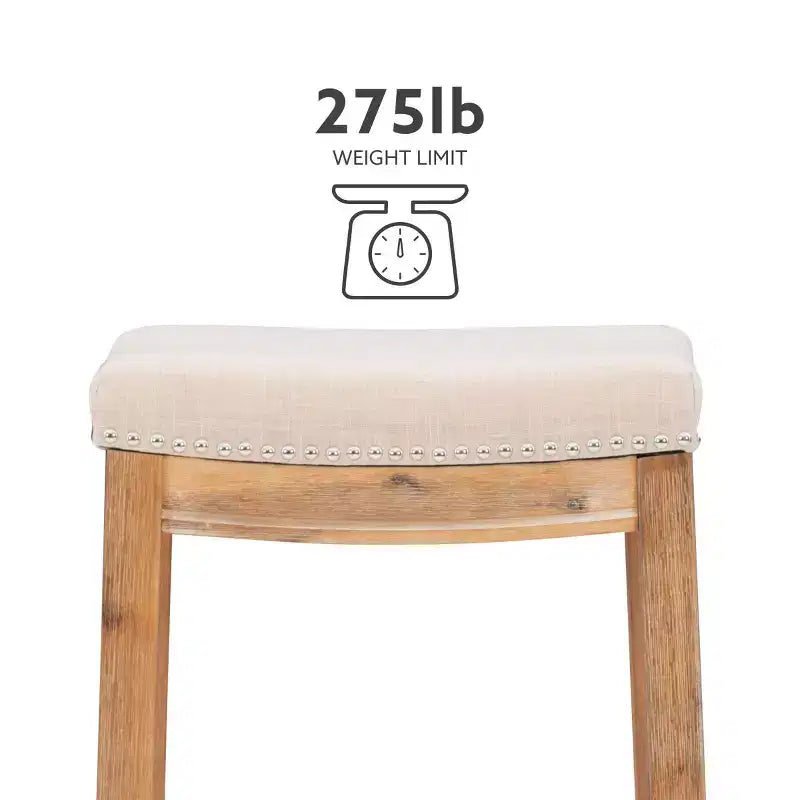 Sgabello da bancone senza schienale, imbottito, beige/grigio/marrone/naturale, 1 posto