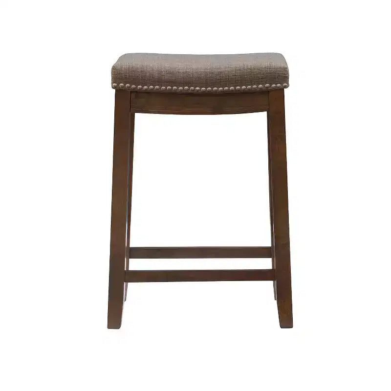Sgabello da bancone senza schienale, imbottito, beige/grigio/marrone/naturale, 1 posto