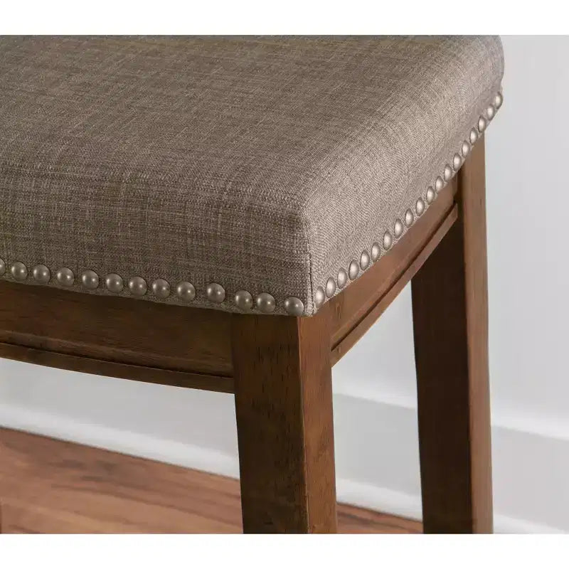 Sgabello da bancone senza schienale, imbottito, beige/grigio/marrone/naturale, 1 posto