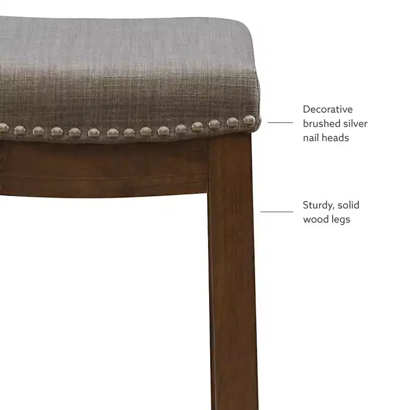 Sgabello da bancone senza schienale, imbottito, beige/grigio/marrone/naturale, 1 posto