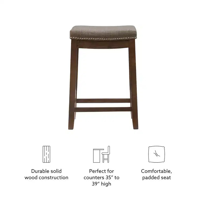 Sgabello da bancone senza schienale, imbottito, beige/grigio/marrone/naturale, 1 posto