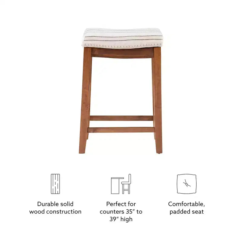 Sgabello da bancone senza schienale, imbottito, beige/grigio/marrone/naturale, 1 posto