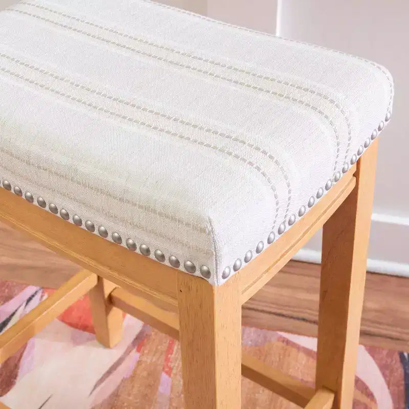 Sgabello da bancone senza schienale, imbottito, beige/grigio/marrone/naturale, 1 posto
