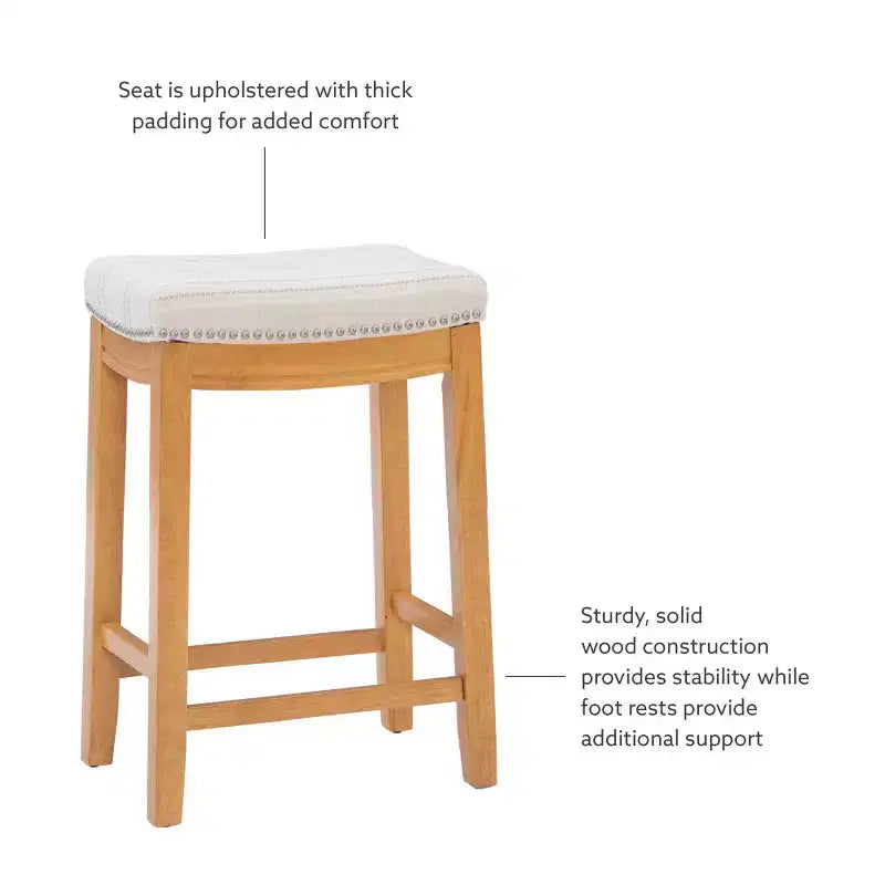 Sgabello da bancone senza schienale, imbottito, beige/grigio/marrone/naturale, 1 posto