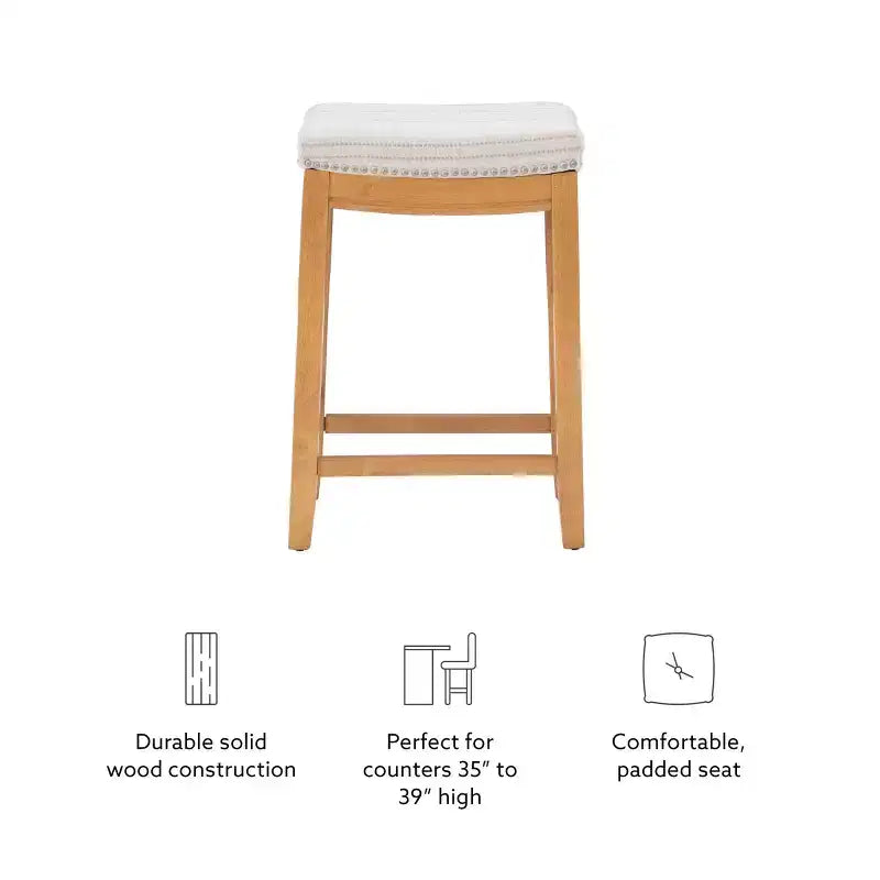 Sgabello da bancone senza schienale, imbottito, beige/grigio/marrone/naturale, 1 posto