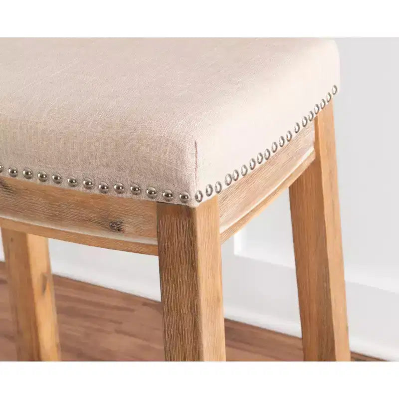 Sgabello da bancone senza schienale, imbottito, beige/grigio/marrone/naturale, 1 posto