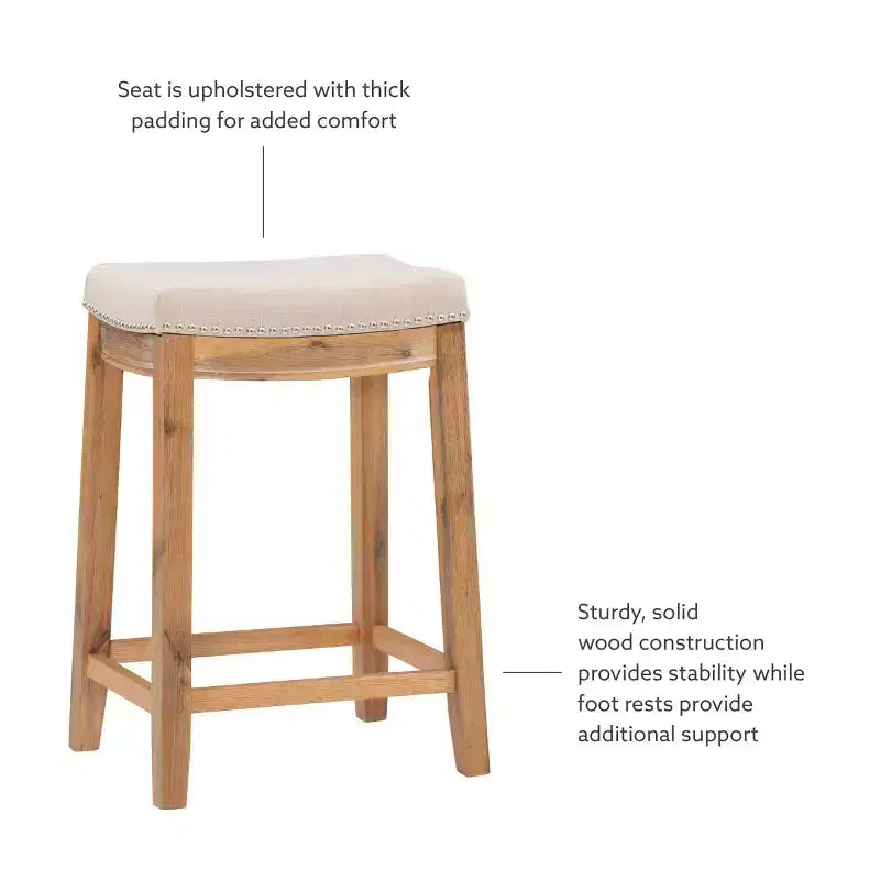 Sgabello da bancone senza schienale, imbottito, beige/grigio/marrone/naturale, 1 posto