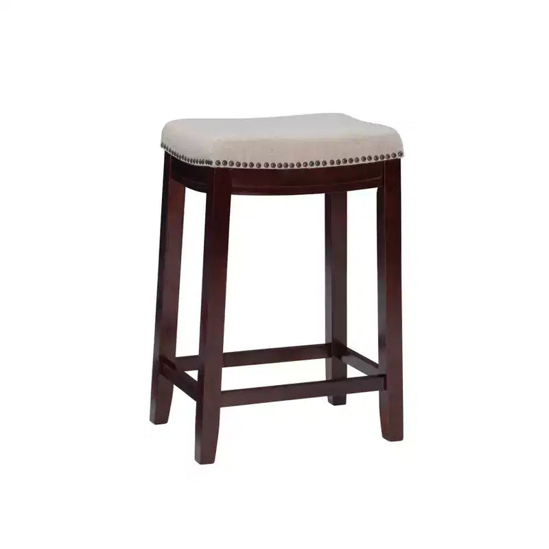 Sgabello da bancone senza schienale, imbottito, beige/grigio/marrone/naturale, 1 posto