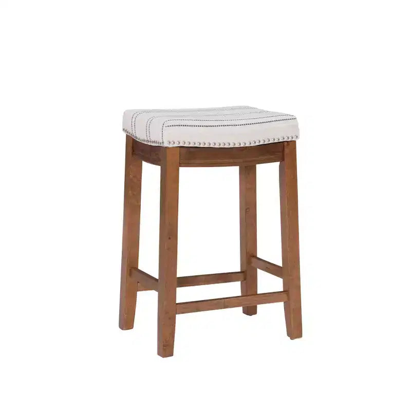Sgabello da bancone senza schienale, imbottito, beige/grigio/marrone/naturale, 1 posto