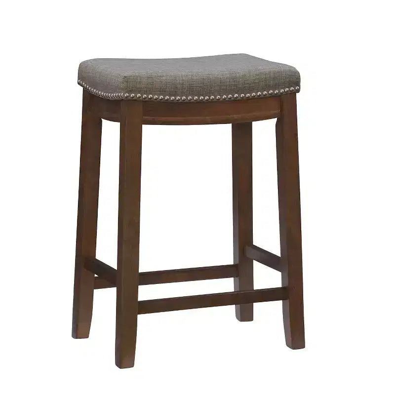 Sgabello da bancone senza schienale, imbottito, beige/grigio/marrone/naturale, 1 posto