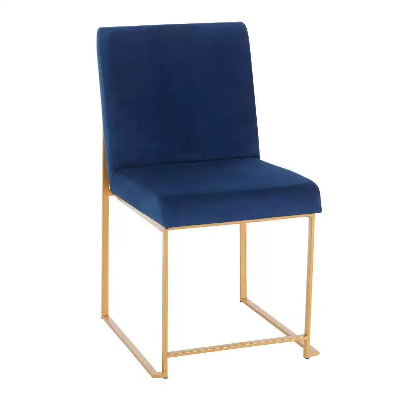 Sedia da pranzo contemporanea con schienale alto, oro/acciaio inossidabile, velluto/tessuto, set da 2