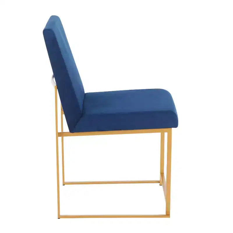 Sedia da pranzo contemporanea con schienale alto, oro/acciaio inossidabile, velluto/tessuto, set da 2