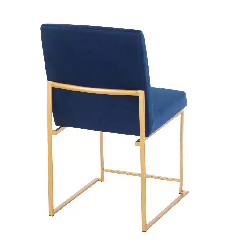 Sedia da pranzo contemporanea con schienale alto, oro/acciaio inossidabile, velluto/tessuto, set da 2
