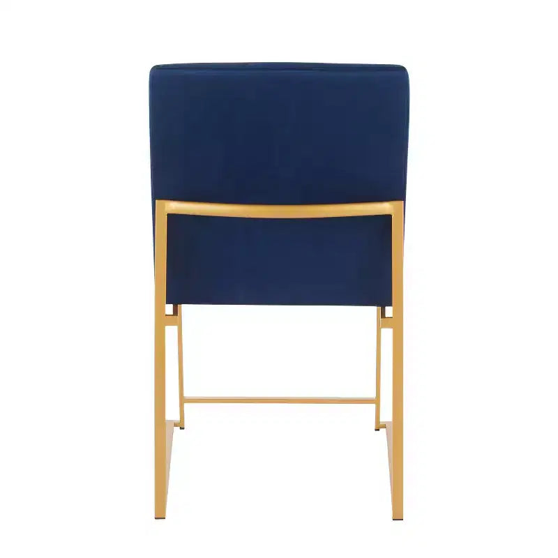 Sedia da pranzo contemporanea con schienale alto, oro/acciaio inossidabile, velluto/tessuto, set da 2