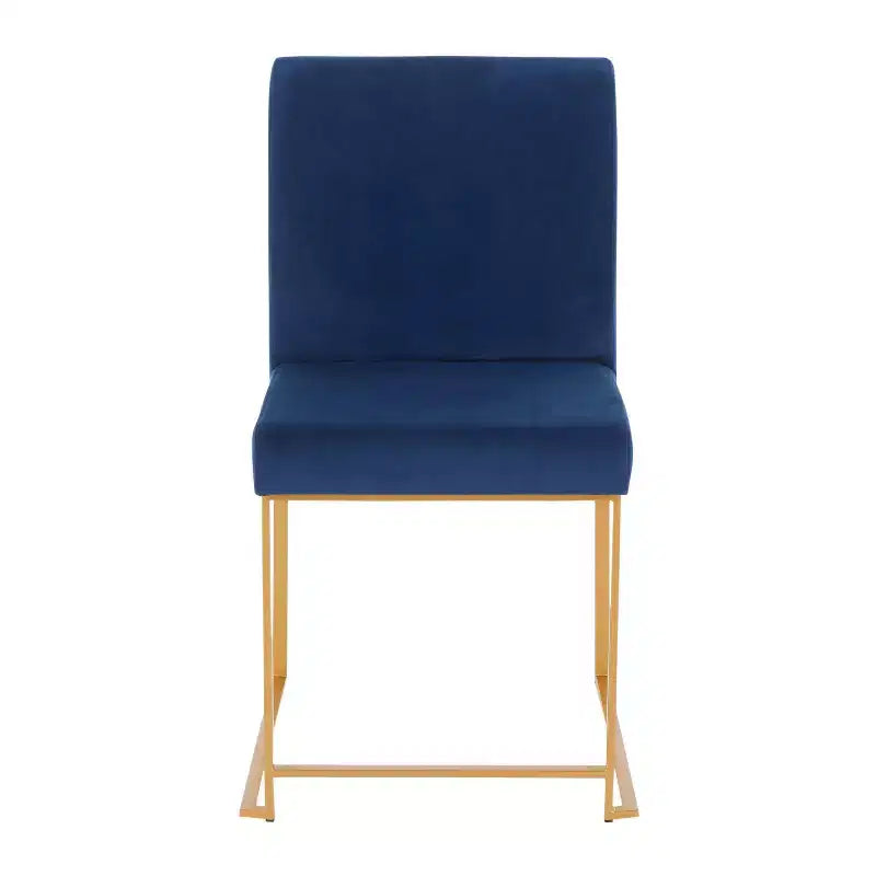 Sedia da pranzo contemporanea con schienale alto, oro/acciaio inossidabile, velluto/tessuto, set da 2