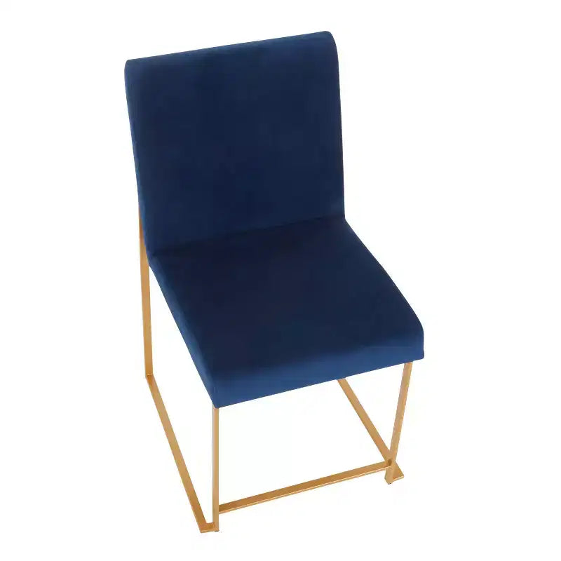 Sedia da pranzo contemporanea con schienale alto, oro/acciaio inossidabile, velluto/tessuto, set da 2