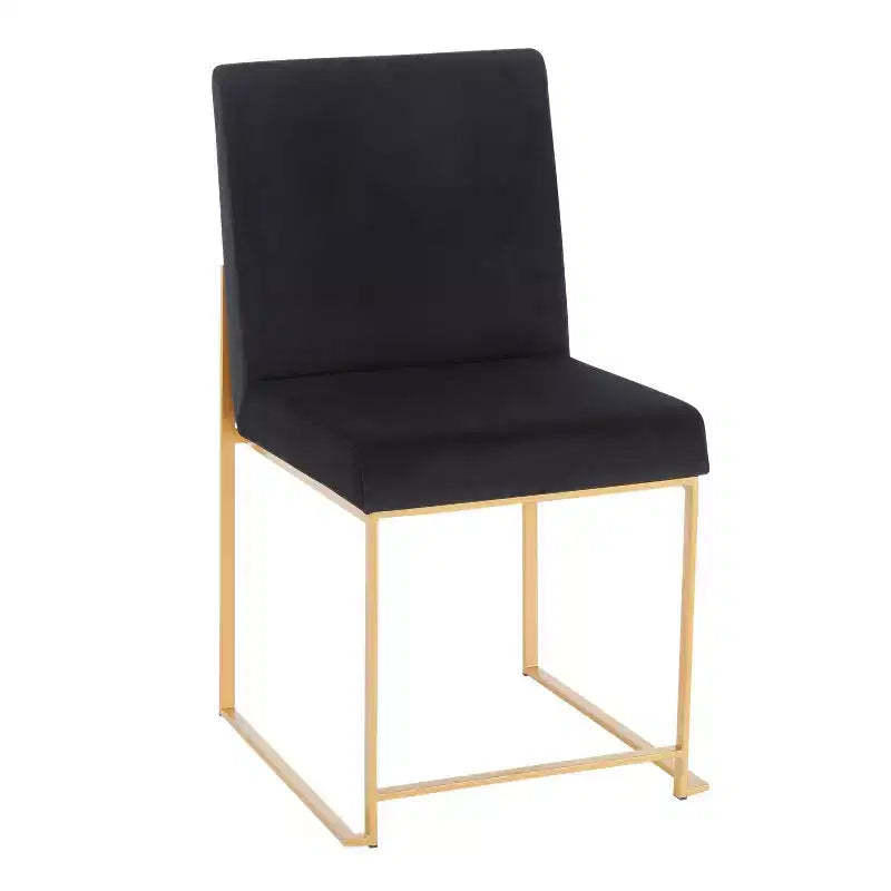 Sedia da pranzo contemporanea con schienale alto, oro/acciaio inossidabile, velluto/tessuto, set da 2