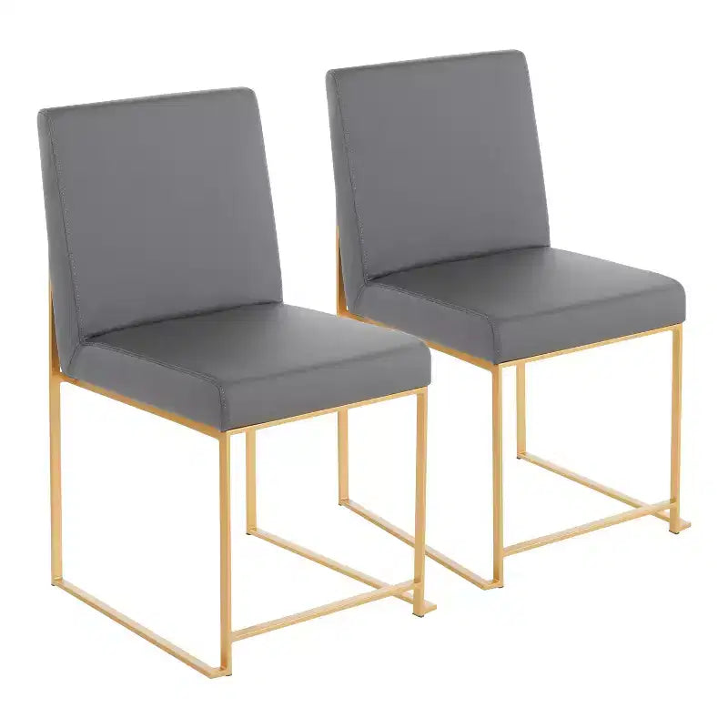 Sedia da pranzo contemporanea con schienale alto, oro/acciaio inossidabile, velluto/tessuto, set da 2