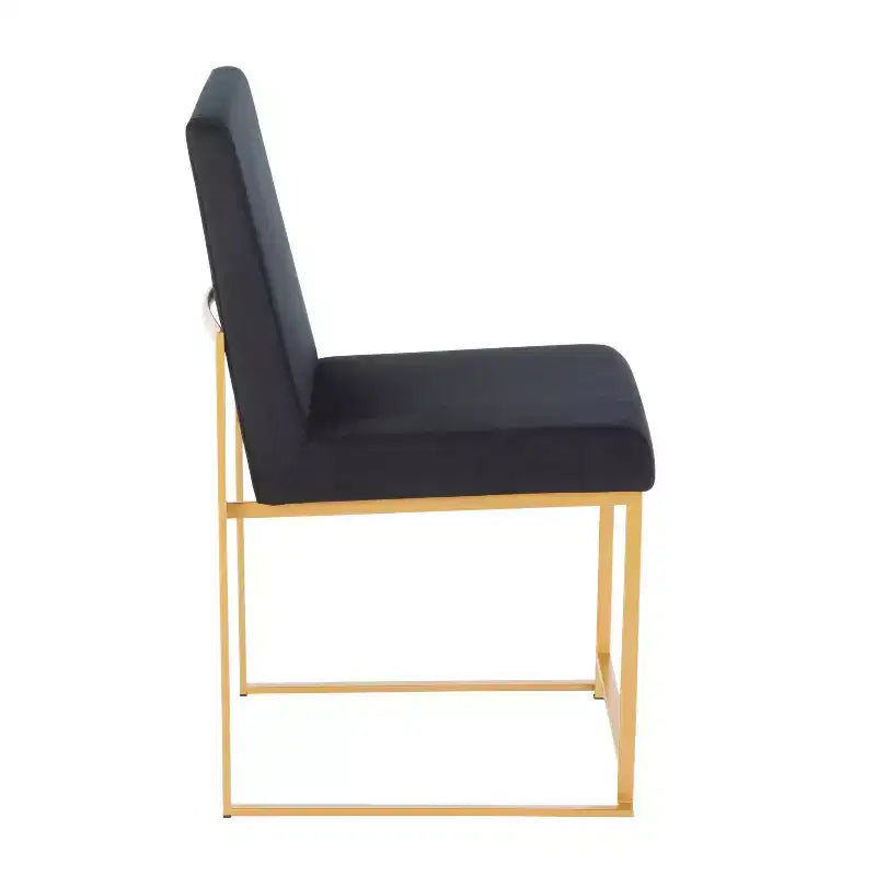 Sedia da pranzo contemporanea con schienale alto, oro/acciaio inossidabile, velluto/tessuto, set da 2