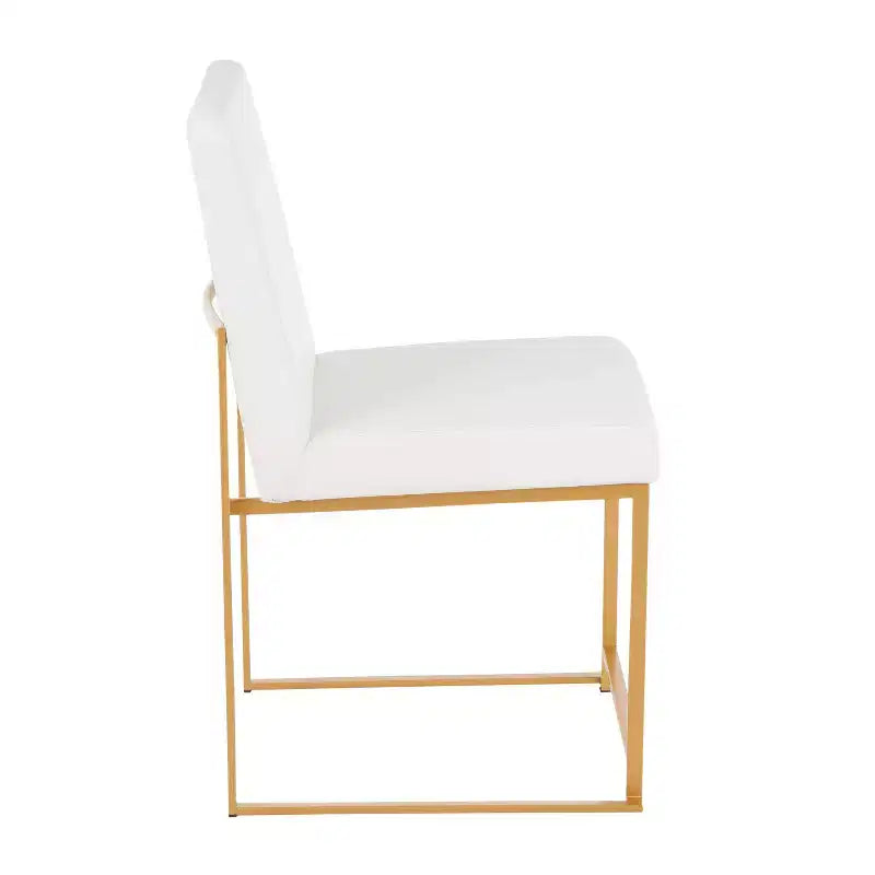 Sedia da pranzo contemporanea con schienale alto, oro/acciaio inossidabile, velluto/tessuto, set da 2