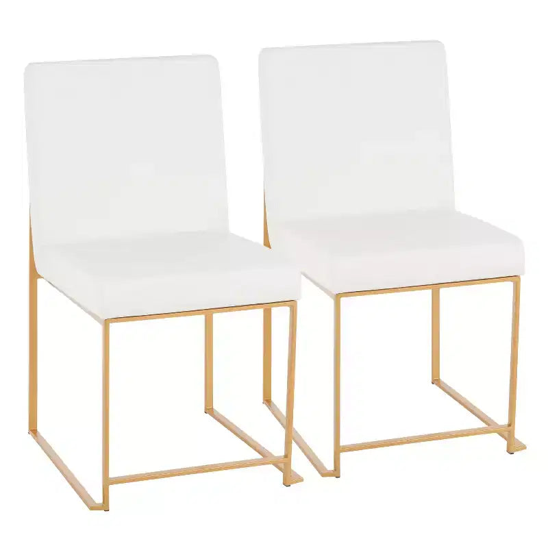 Sedia da pranzo contemporanea con schienale alto, oro/acciaio inossidabile, velluto/tessuto, set da 2