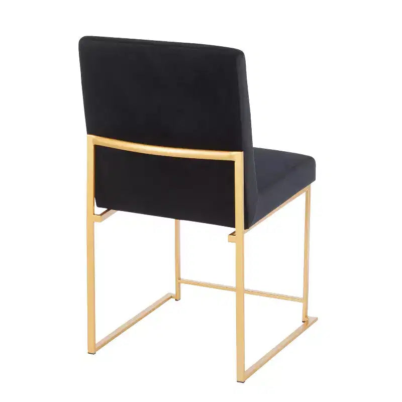Sedia da pranzo contemporanea con schienale alto, oro/acciaio inossidabile, velluto/tessuto, set da 2