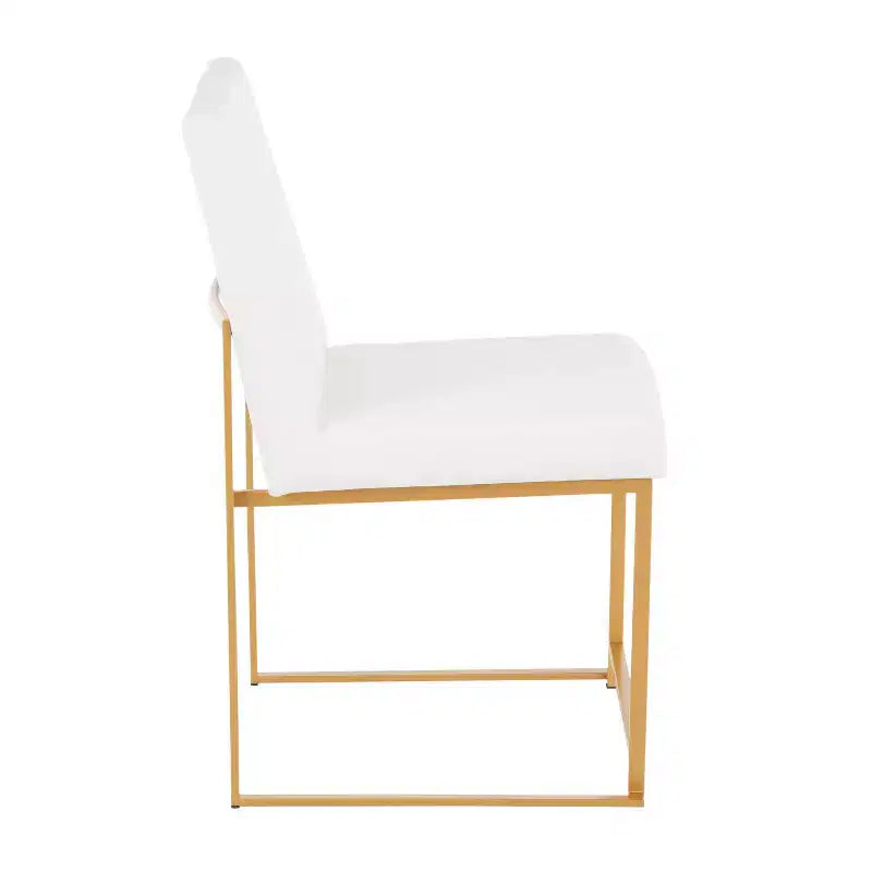 Sedia da pranzo contemporanea con schienale alto, oro/acciaio inossidabile, velluto/tessuto, set da 2
