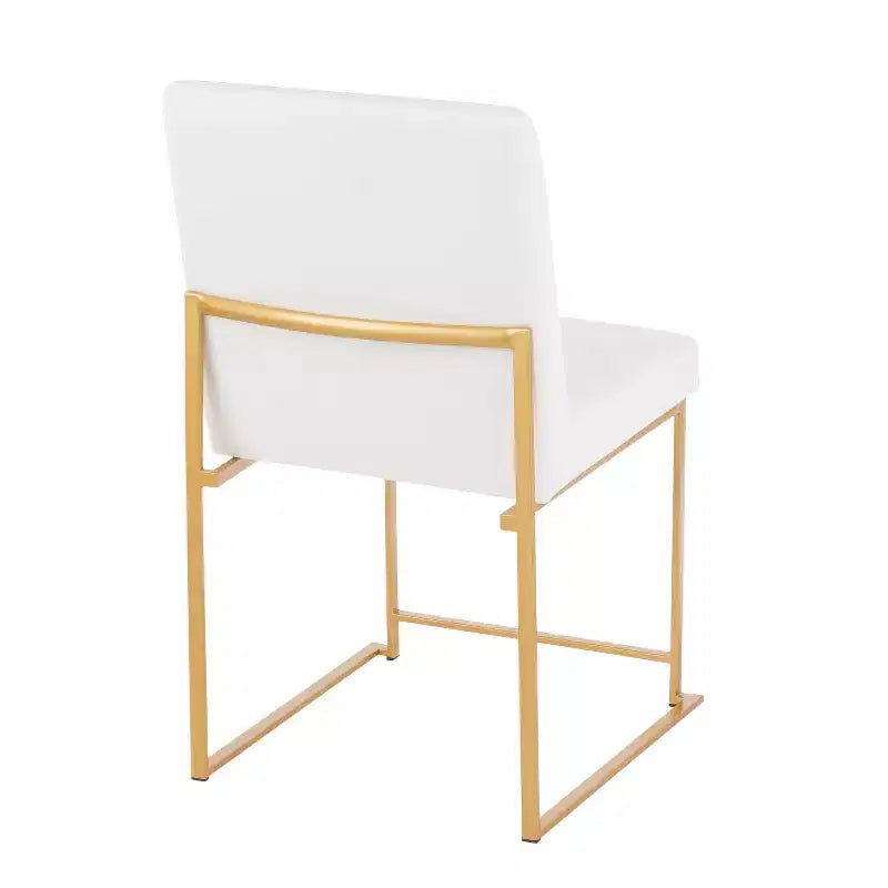 Sedia da pranzo contemporanea con schienale alto, oro/acciaio inossidabile, velluto/tessuto, set da 2