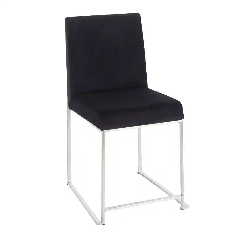 Sedia da pranzo contemporanea con schienale alto, oro/acciaio inossidabile, velluto/tessuto, set da 2