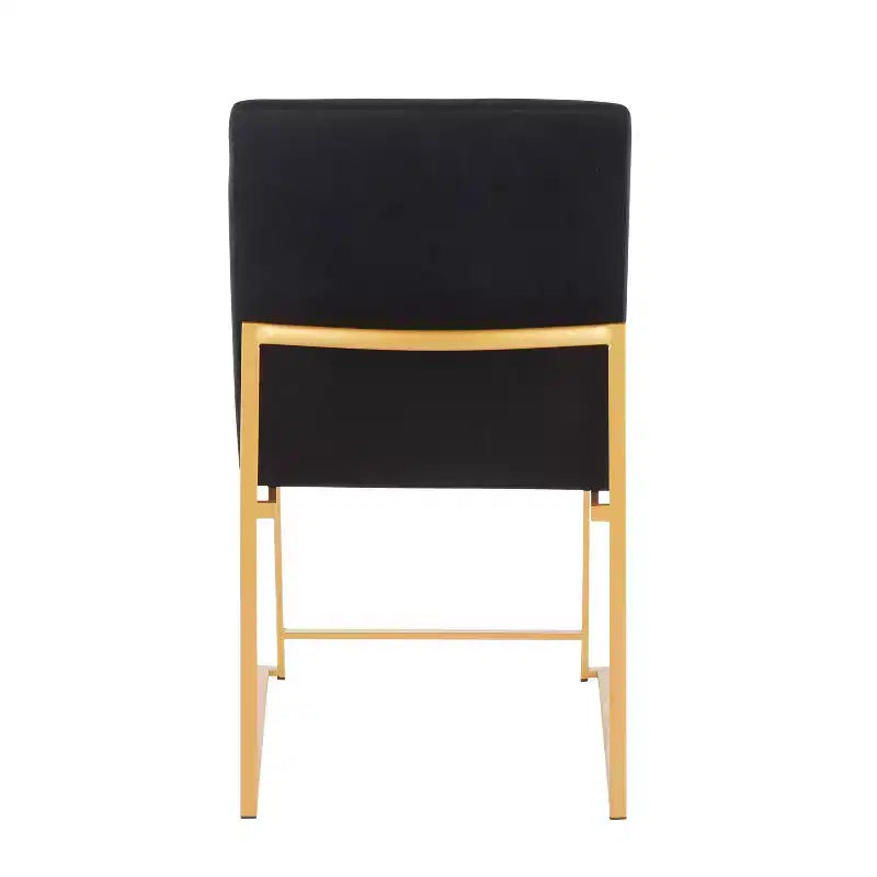 Sedia da pranzo contemporanea con schienale alto, oro/acciaio inossidabile, velluto/tessuto, set da 2