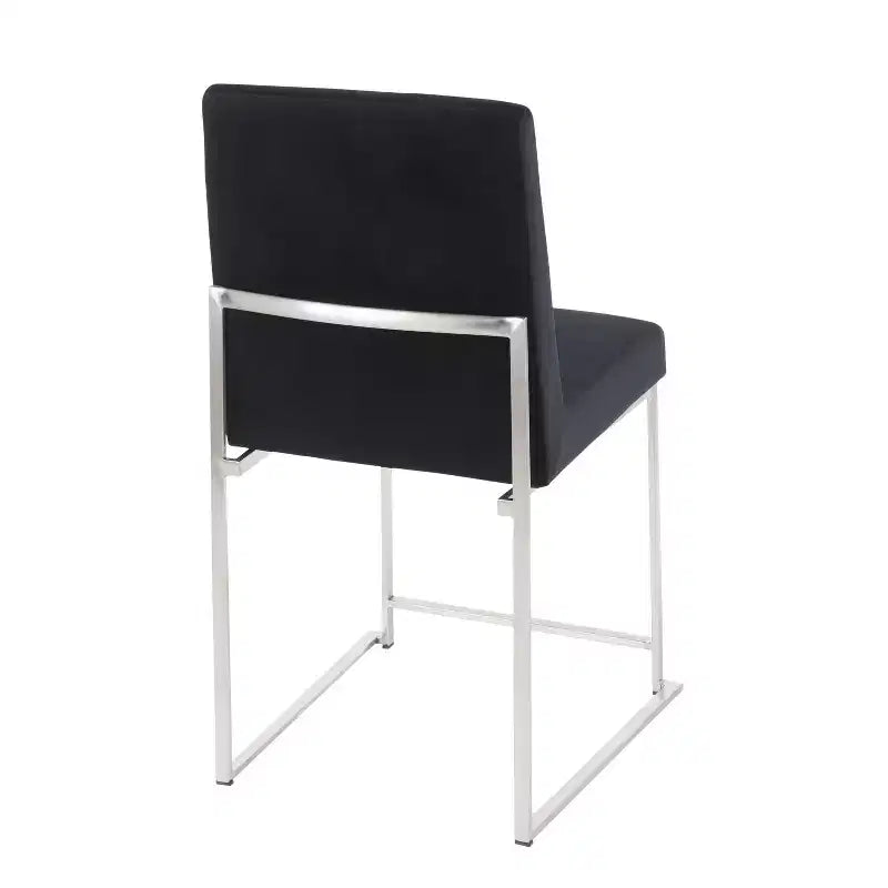 Sedia da pranzo contemporanea con schienale alto, oro/acciaio inossidabile, velluto/tessuto, set da 2