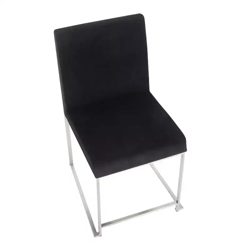 Sedia da pranzo contemporanea con schienale alto, oro/acciaio inossidabile, velluto/tessuto, set da 2