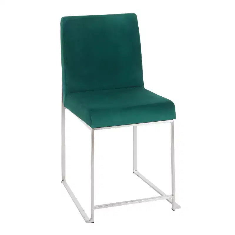 Sedia da pranzo contemporanea con schienale alto, oro/acciaio inossidabile, velluto/tessuto, set da 2