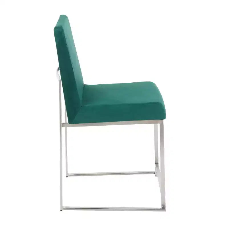 Sedia da pranzo contemporanea con schienale alto, oro/acciaio inossidabile, velluto/tessuto, set da 2