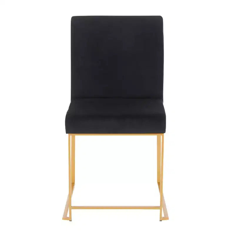 Sedia da pranzo contemporanea con schienale alto, oro/acciaio inossidabile, velluto/tessuto, set da 2