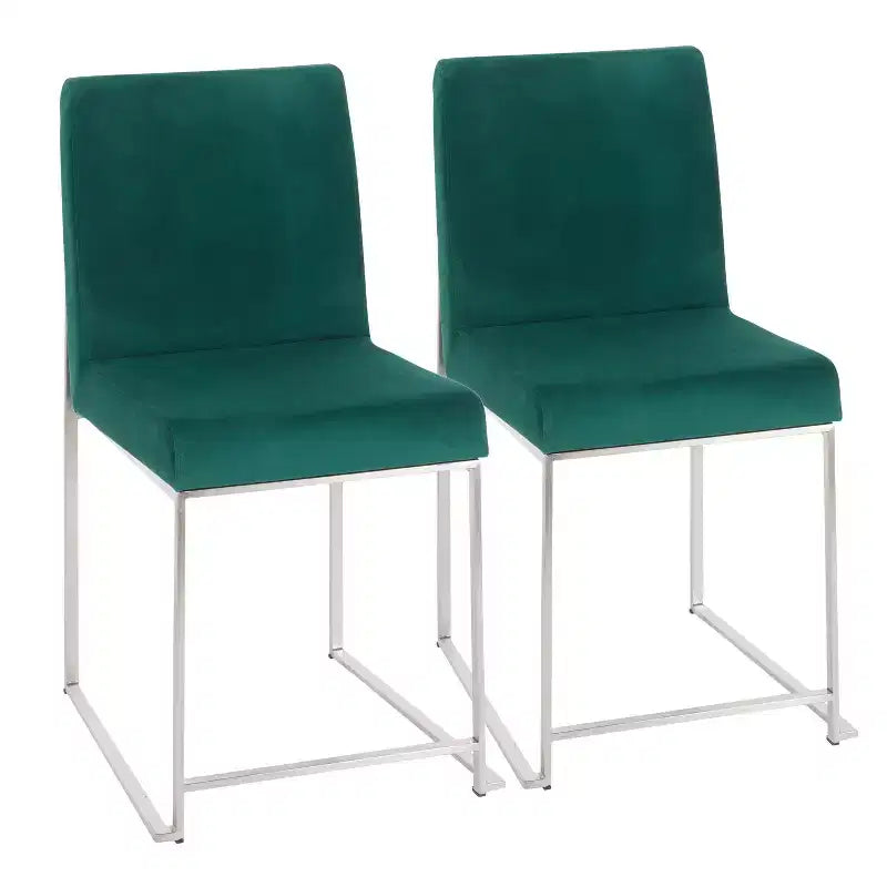 Sedia da pranzo contemporanea con schienale alto, oro/acciaio inossidabile, velluto/tessuto, set da 2