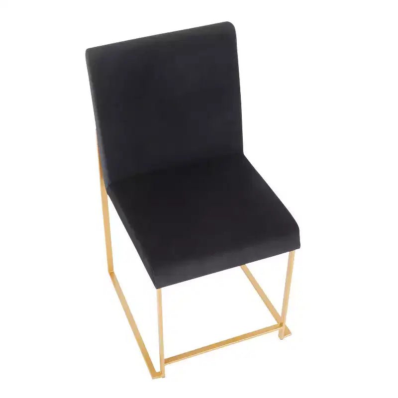 Sedia da pranzo contemporanea con schienale alto, oro/acciaio inossidabile, velluto/tessuto, set da 2