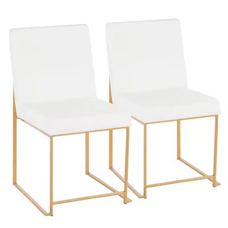 Sedia da pranzo contemporanea con schienale alto, oro/acciaio inossidabile, velluto/tessuto, set da 2