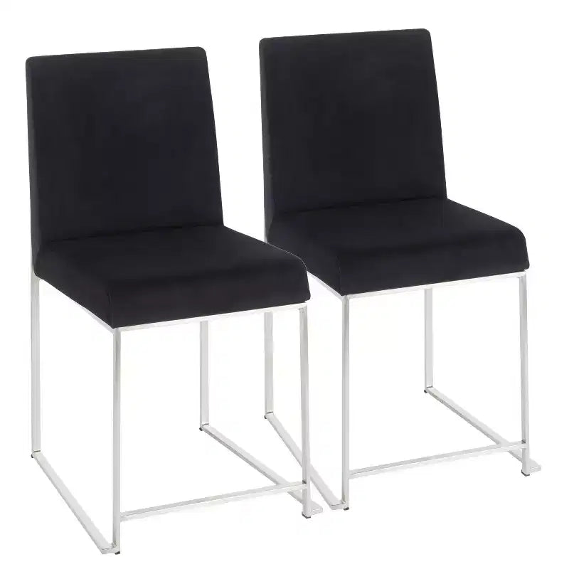 Sedia da pranzo contemporanea con schienale alto, oro/acciaio inossidabile, velluto/tessuto, set da 2