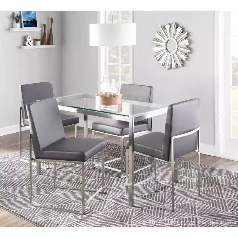 Sedia da pranzo contemporanea con schienale alto, oro/acciaio inossidabile, velluto/tessuto, set da 2