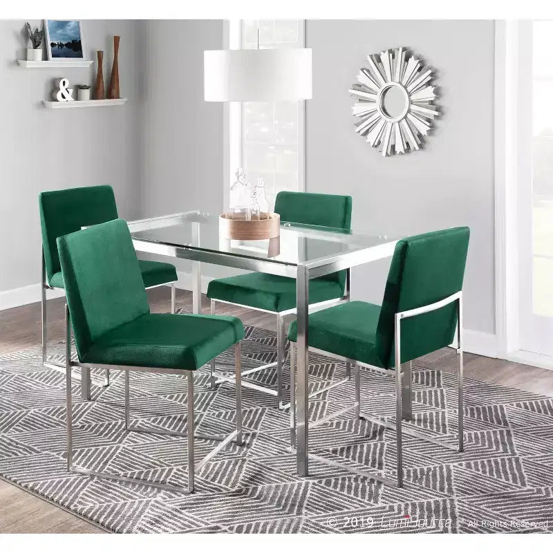 Sedia da pranzo contemporanea con schienale alto, oro/acciaio inossidabile, velluto/tessuto, set da 2