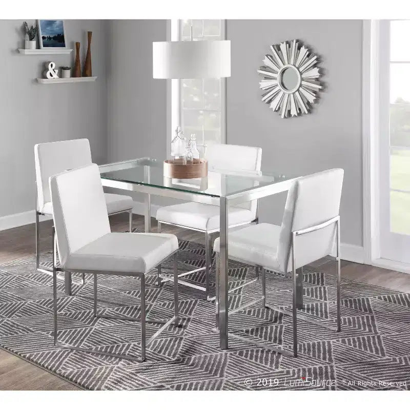 Sedia da pranzo contemporanea con schienale alto, oro/acciaio inossidabile, velluto/tessuto, set da 2