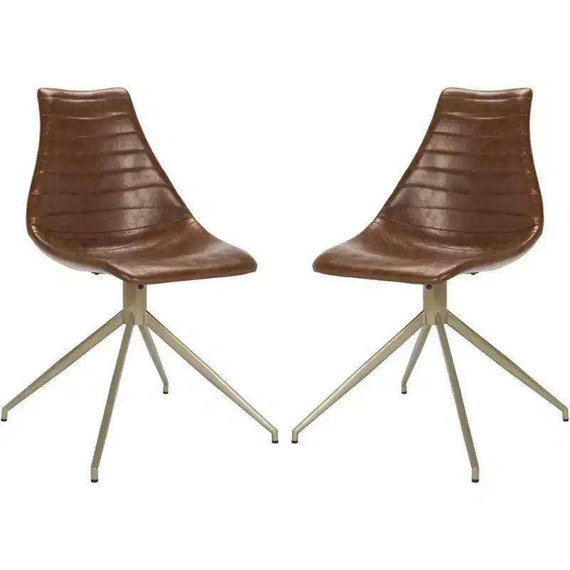 Lynette Swivel Chair - Set of 2 - ACH7006 - Light Brown/Brass - Safavieh