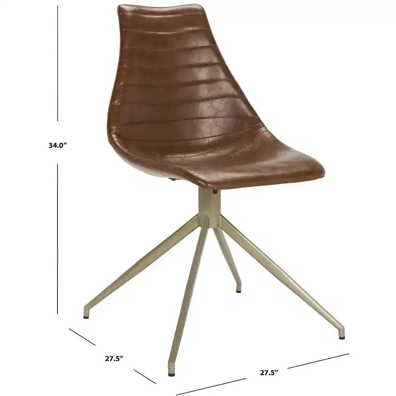Sedia da pranzo girevole senza braccioli, marrone chiaro e ottone, set da 2