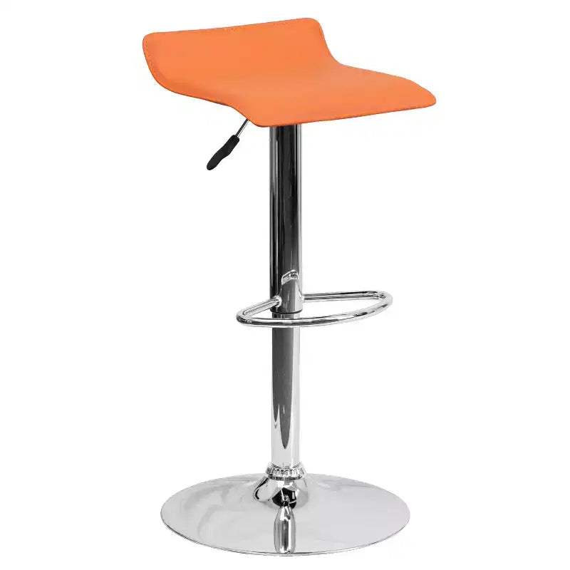 Flash Furniture Contemporary Vinyl Adjustable Height Barstool with Solid Wave Seat and Chrome Base