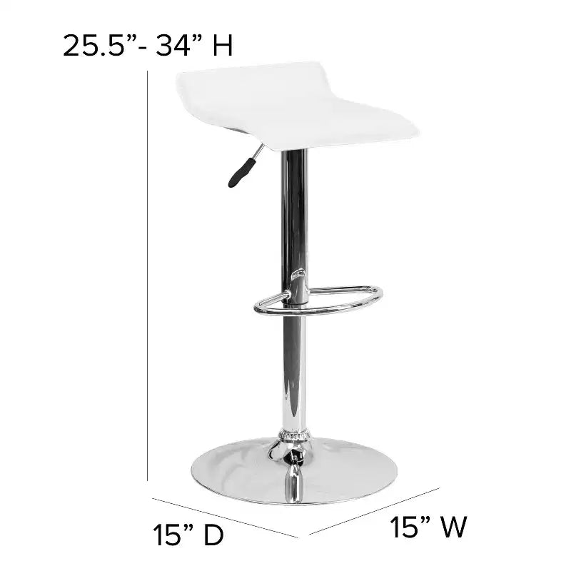 Sgabello da bar regolabile in altezza, vinile bianco/nero, base cromata, 1 posto