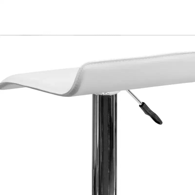 Sgabello da bar regolabile in altezza, vinile bianco/nero, base cromata, 1 posto