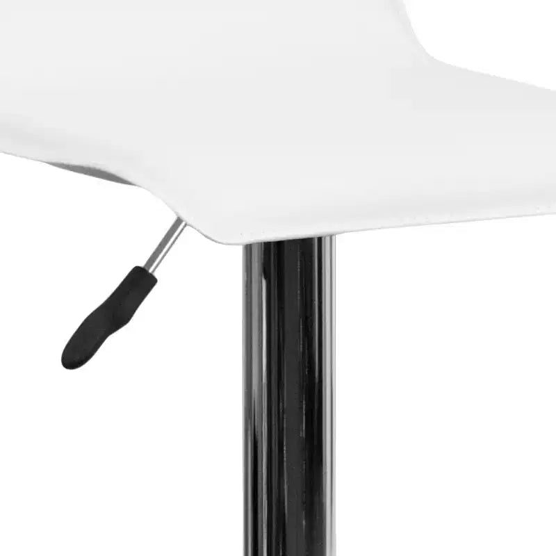Sgabello da bar regolabile in altezza, vinile bianco/nero, base cromata, 1 posto