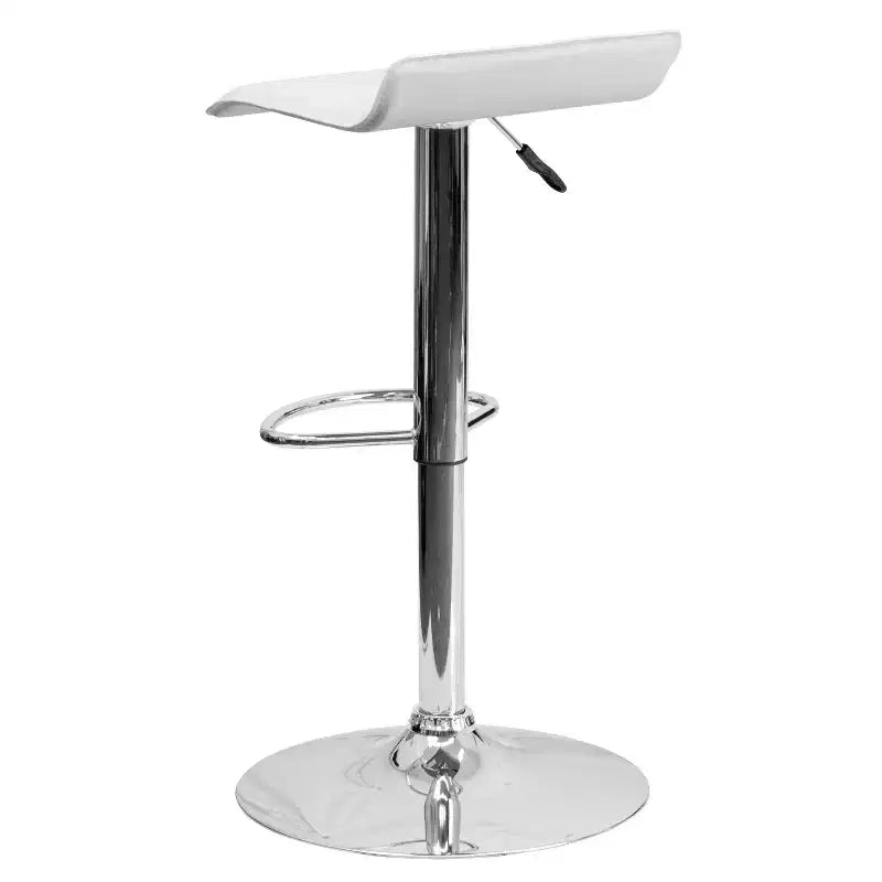Sgabello da bar regolabile in altezza, vinile bianco/nero, base cromata, 1 posto