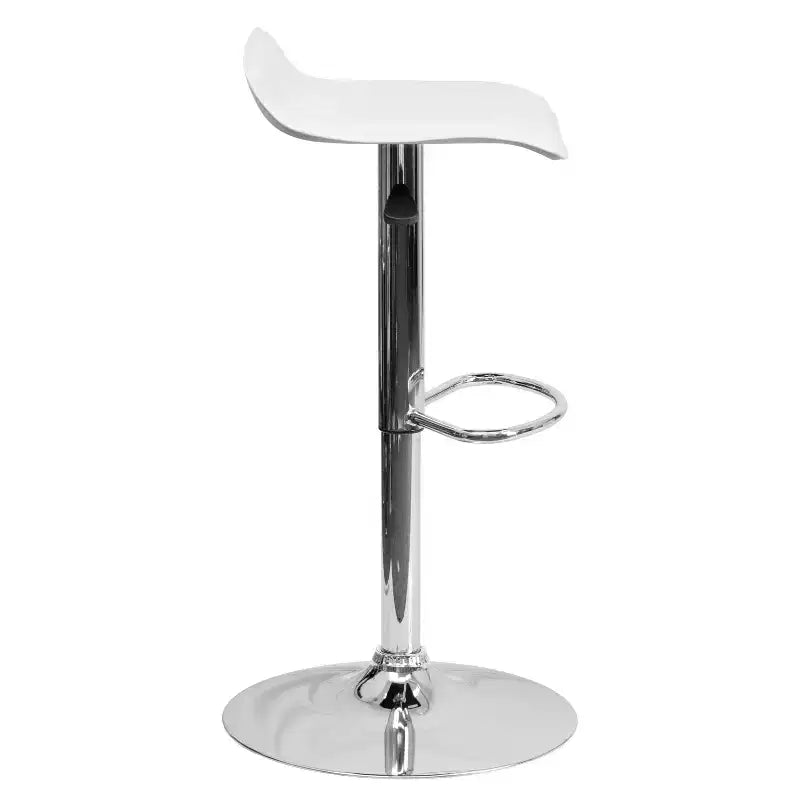 Sgabello da bar regolabile in altezza, vinile bianco/nero, base cromata, 1 posto